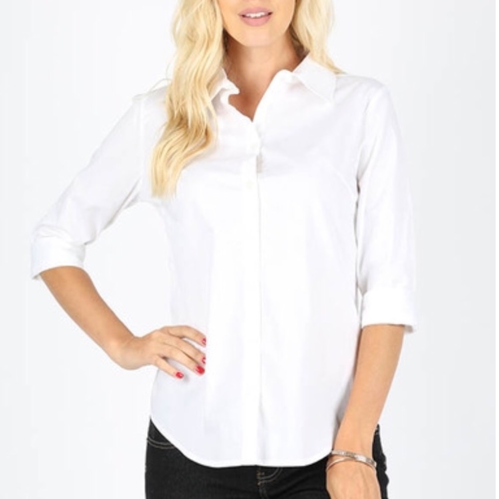 3/4 Sleeve Button Down Shirt